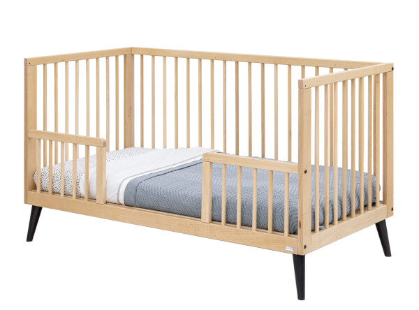 Fay 3 piece nursery furniture set with bench bed Natural/Matt Black