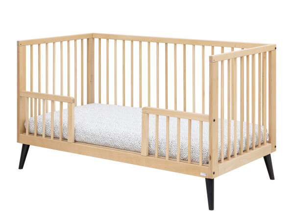 Fay 3 piece nursery furniture set with bench bed Natural/Matt Black