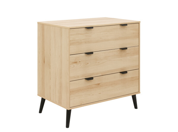 Fay 3 piece nursery furniture set with bench bed Natural/Matt Black